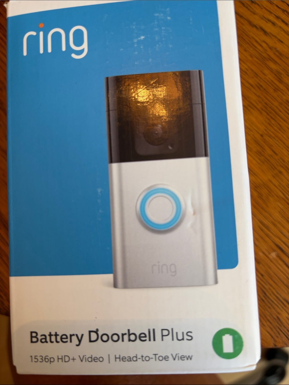 Ring Battery Doorbell Plus — Silver with Blue Accent